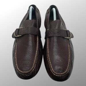 Polo Ralph Lauren Terry Leather Driver Loafers Men 10.5 Brown Pebbled Moc